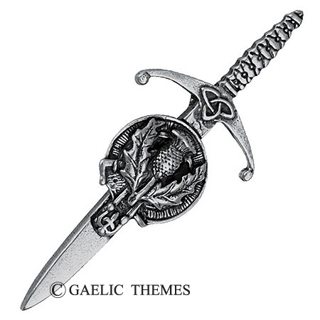 Men's Highland Kilt Pin Thistle Hilt Irish Green Stone 4"/Scottish Kilt Pins/New 