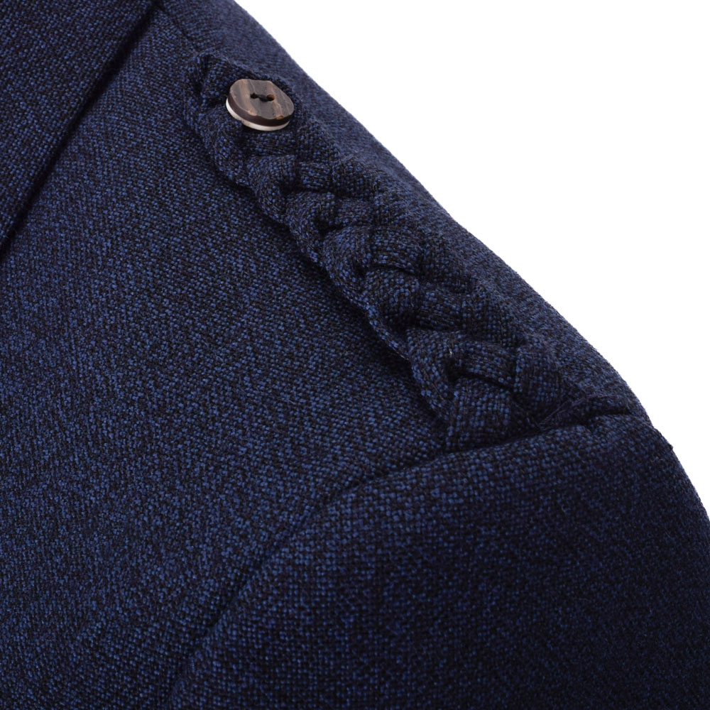 Braemar Navy Arrochar Tweed epaulette detail