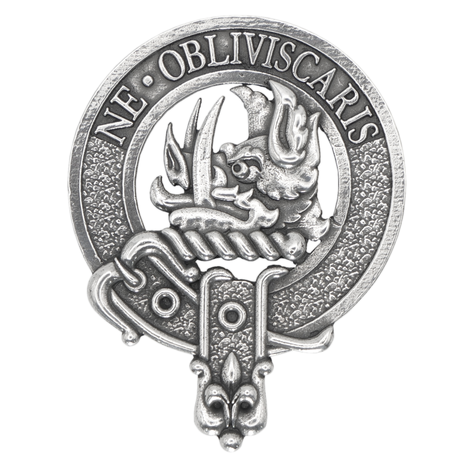 Campbell clan crest cap badge in antique silver finish