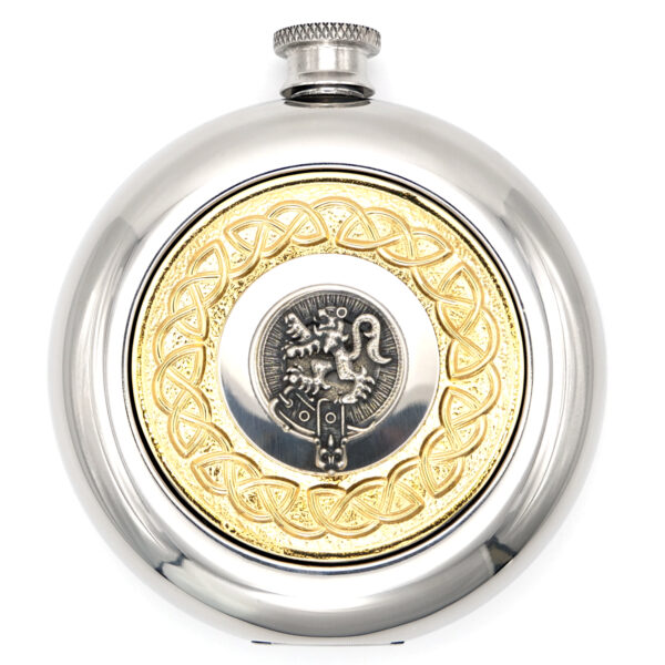 Gold Celtic Sporran Flask Gold Celtic clan crest sporran flask