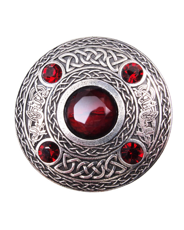 Five-stone gem-set plaid brooch