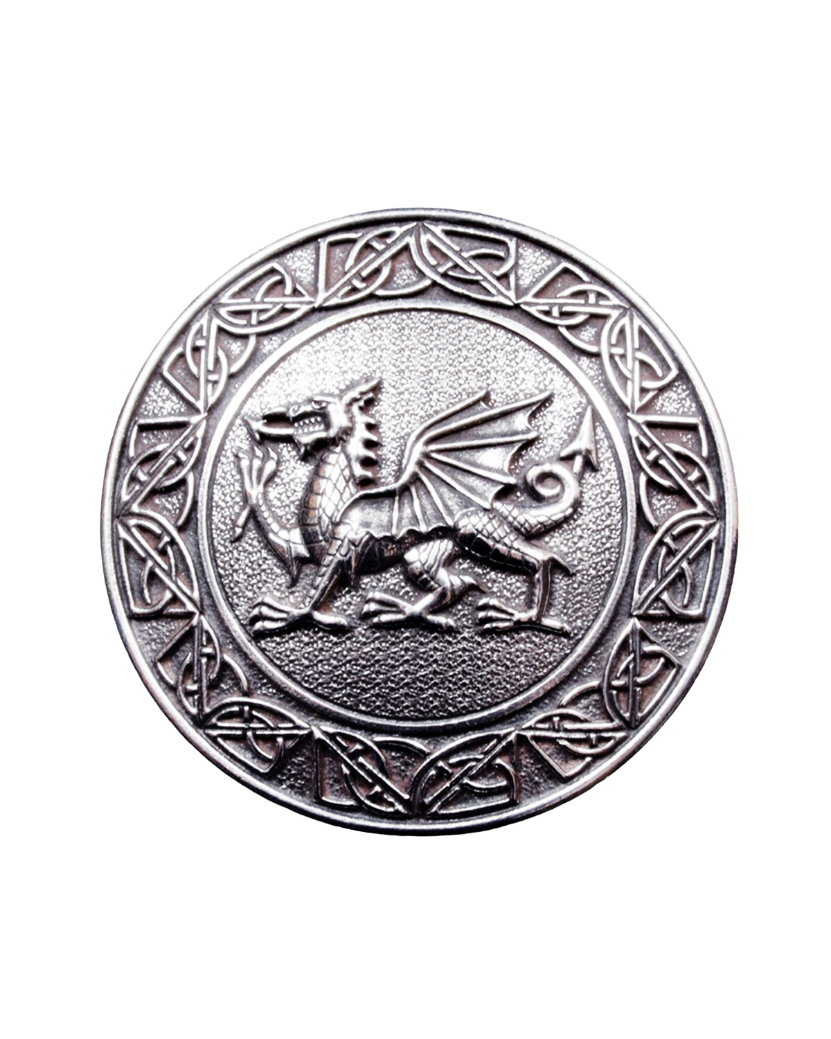 Welsh dragon Celtic knot plaid brooch