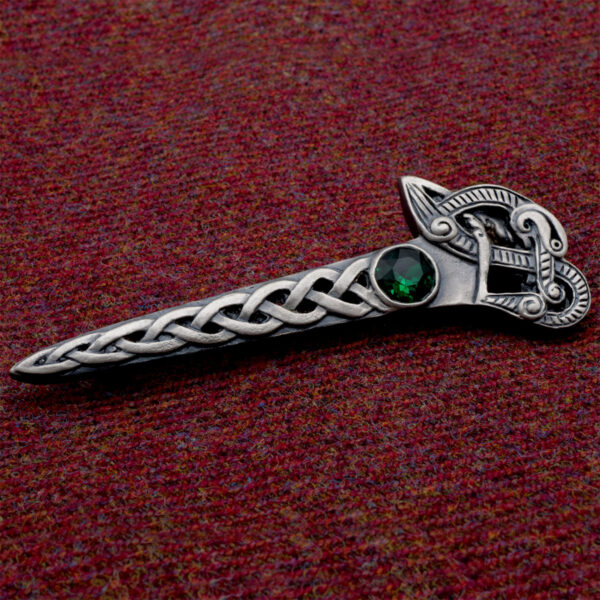 Book of Kells swan kilt pin, square product view