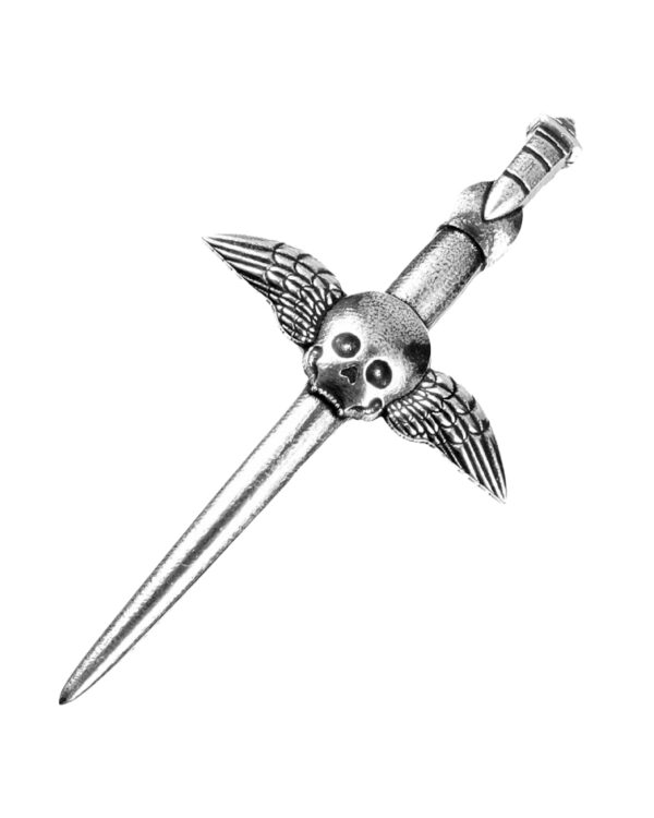 Kirkyard winged skull kilt pin