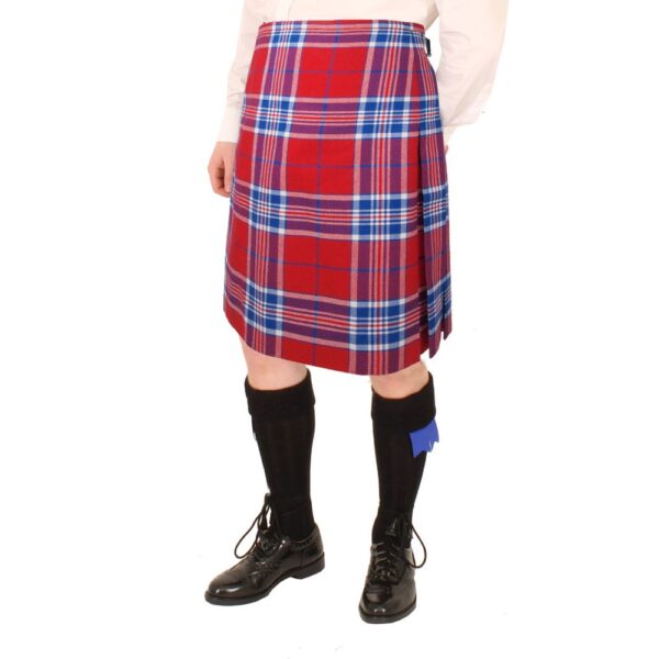 Four to five-yard box-pleat tartan kilt, front view