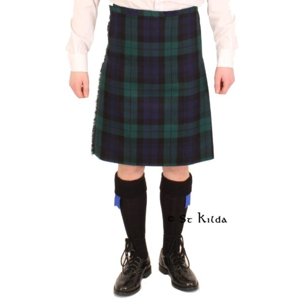 4-5 yard top stitch tartan kilt, front view