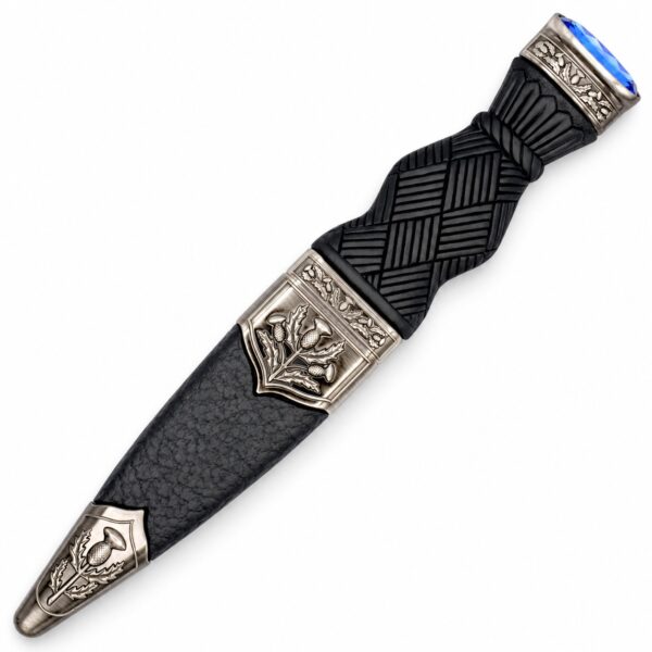Plain-handle Sgian Dubh with Thistle metalwork and stone-set top