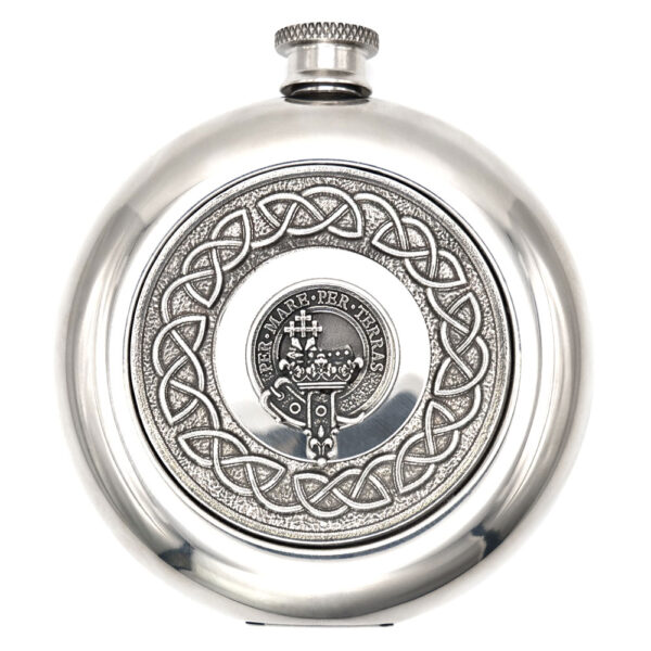 Clan crest pewter sporran flask