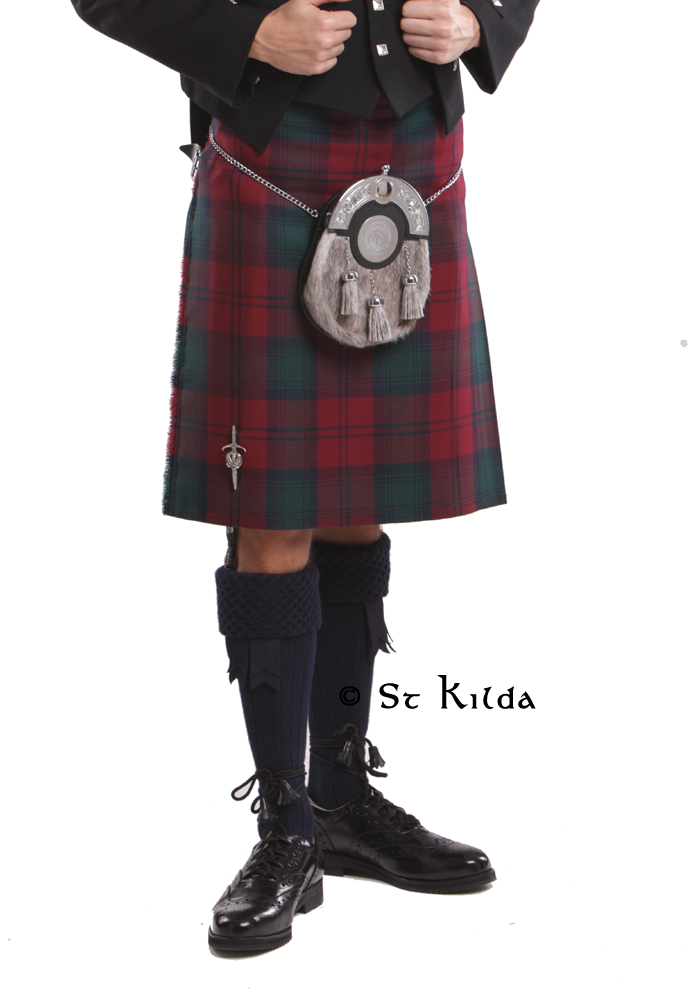 Fully hand-stitched tartan kilt detail