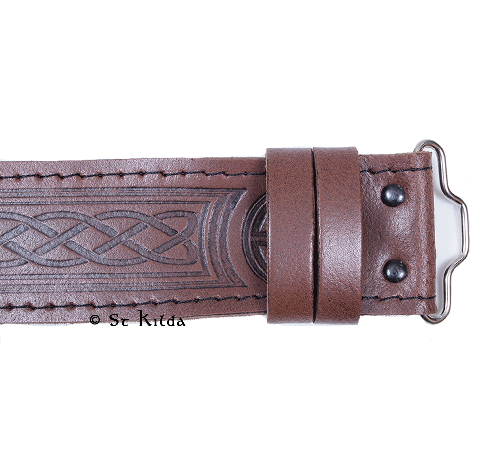 Celtic embossed kilt belt detail view 2