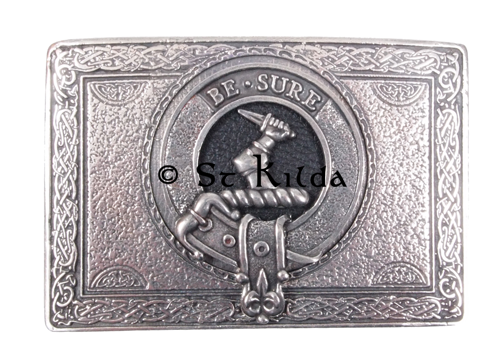 Rectangular clan crest belt buckle detail view 5
