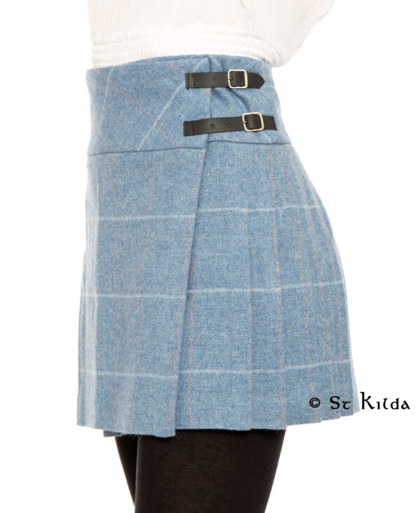 Fashion Billie kilt in blue tweed, front view