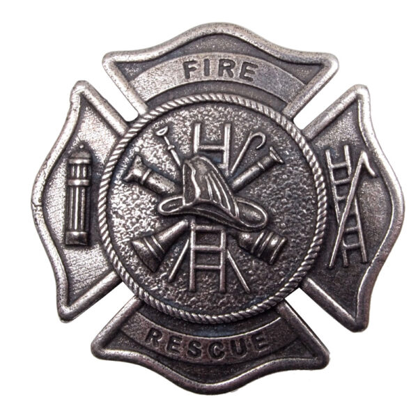 US Firefighter cap badge in pewter finish