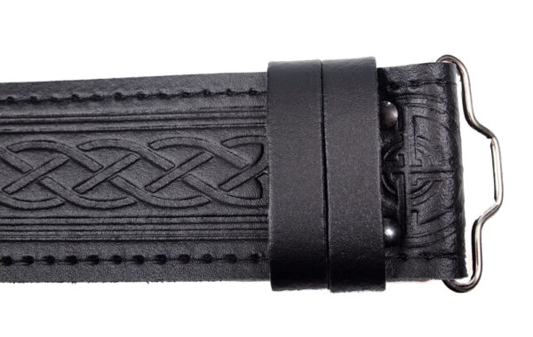 Celtic embossed Velcro kilt belt detail view 2